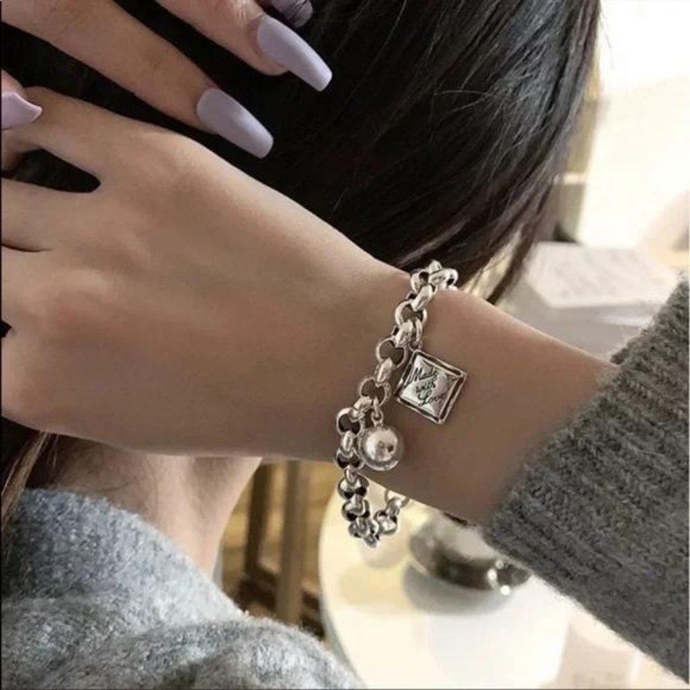 ENGLISH SQUARE 925 STERLING SILVER BRACELET, NICE BRACELET, CUTE BRACELET - Picture 6 of 6